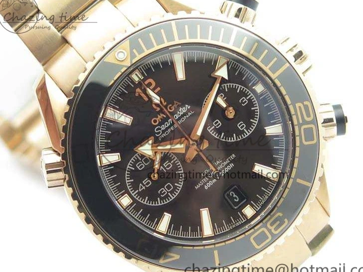 0517 Seamaster Pro Chrono RG Best Edition Black Ceramic Black Dial On RG Bracelet A ComfortFit 8130
